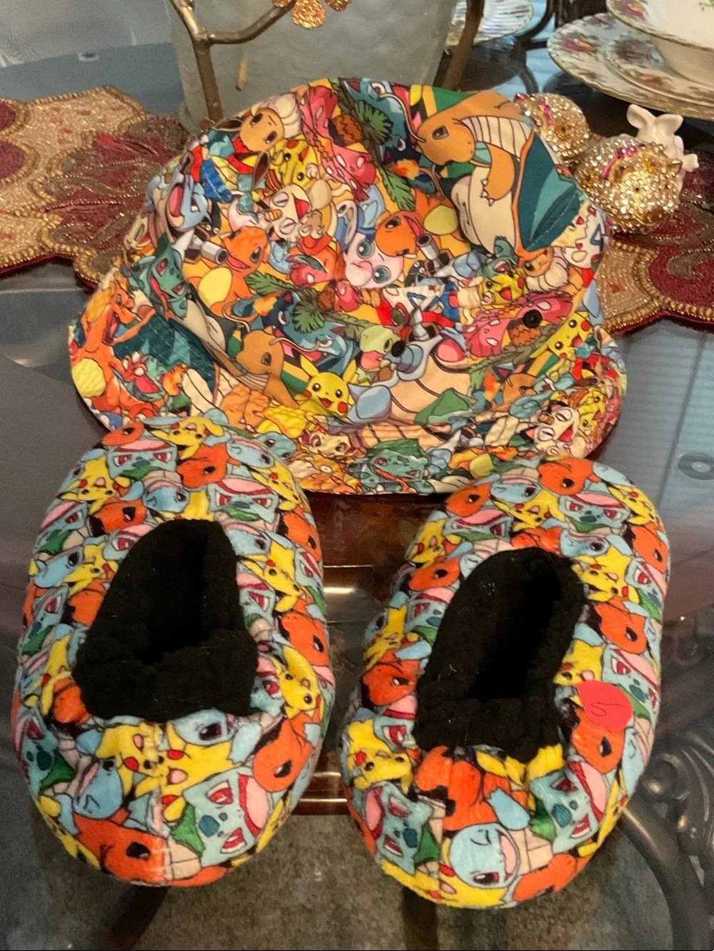 Pokemon Multicolor Kids Hat and Slipper Set